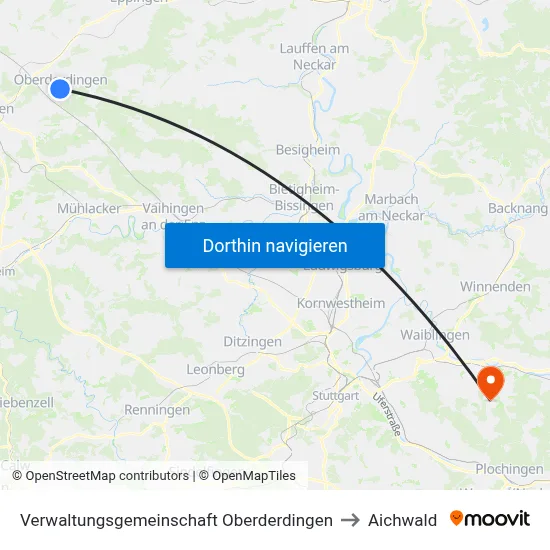 Verwaltungsgemeinschaft Oberderdingen to Aichwald map
