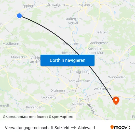 Verwaltungsgemeinschaft Sulzfeld to Aichwald map