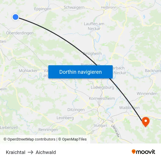 Kraichtal to Aichwald map