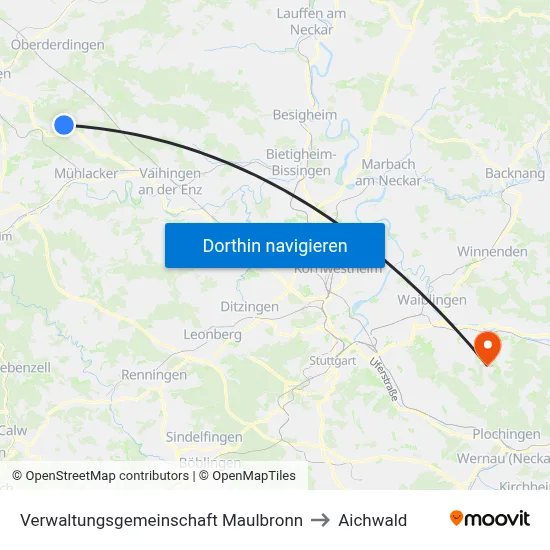 Verwaltungsgemeinschaft Maulbronn to Aichwald map