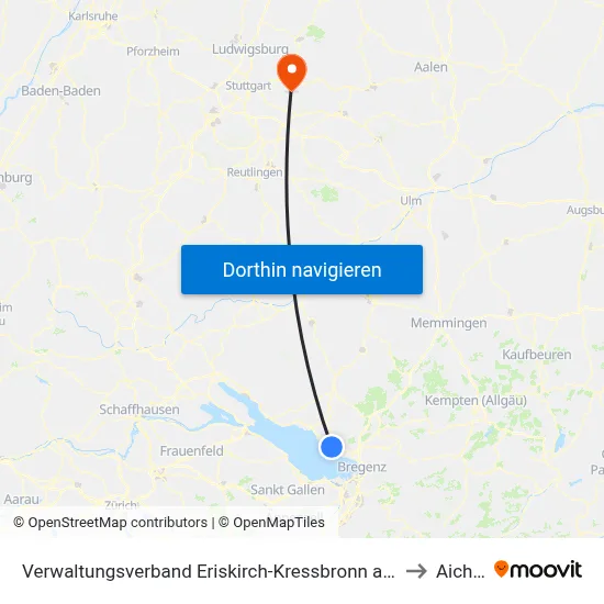 Verwaltungsverband Eriskirch-Kressbronn am Bodensee-Langenargen to Aichwald map