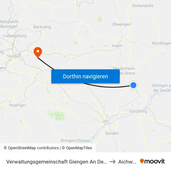 Verwaltungsgemeinschaft Giengen An Der Brenz to Aichwald map