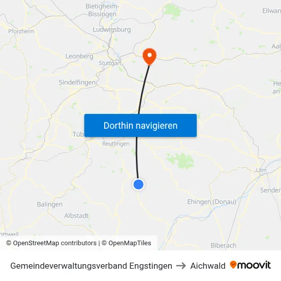 Gemeindeverwaltungsverband Engstingen to Aichwald map