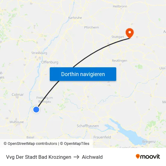 Vvg Der Stadt Bad Krozingen to Aichwald map