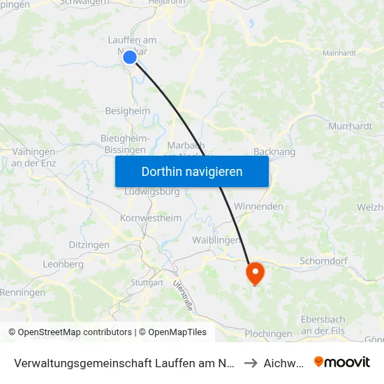 Verwaltungsgemeinschaft Lauffen am Neckar to Aichwald map