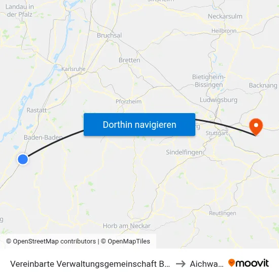 Vereinbarte Verwaltungsgemeinschaft Bühl to Aichwald map