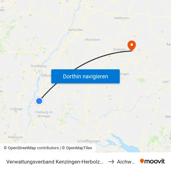 Verwaltungsverband Kenzingen-Herbolzheim to Aichwald map