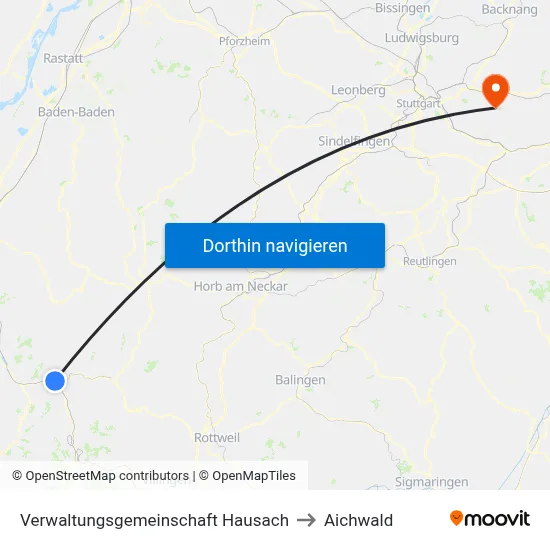Verwaltungsgemeinschaft Hausach to Aichwald map