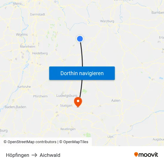 Höpfingen to Aichwald map