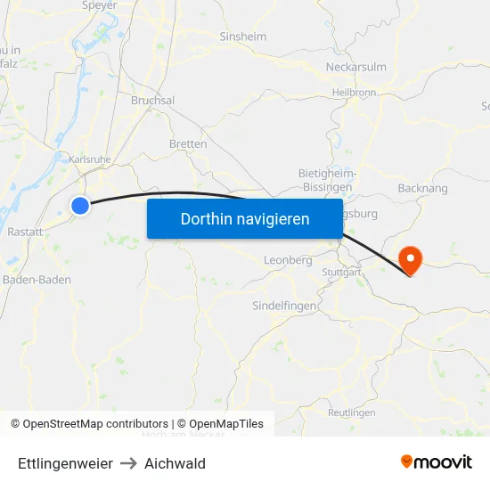 Ettlingenweier to Aichwald map