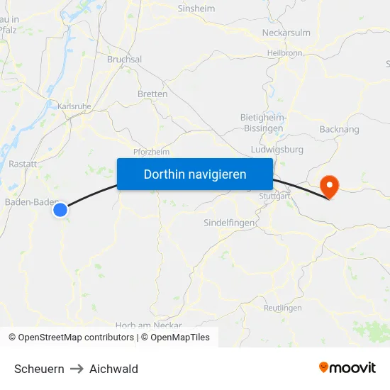 Scheuern to Aichwald map