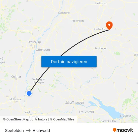 Seefelden to Aichwald map