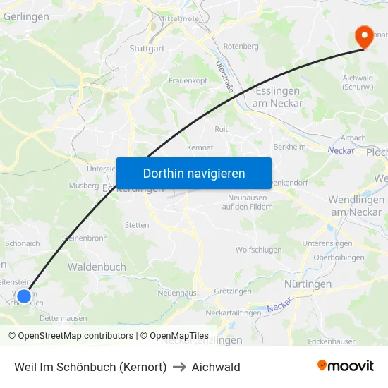 Weil Im Schönbuch (Kernort) to Aichwald map