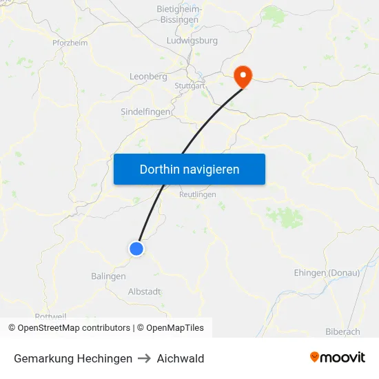 Gemarkung Hechingen to Aichwald map