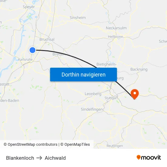 Blankenloch to Aichwald map