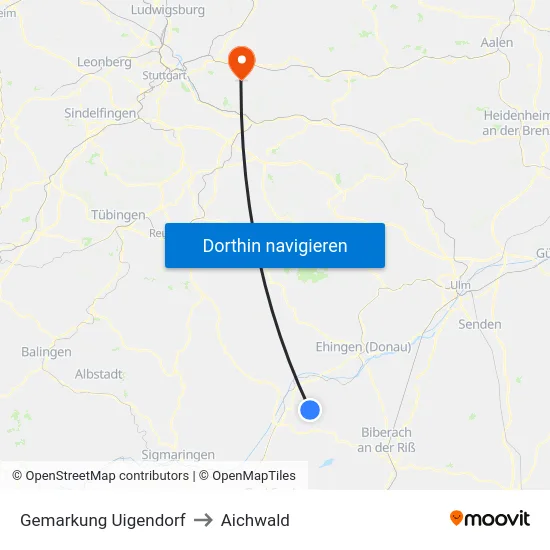 Gemarkung Uigendorf to Aichwald map