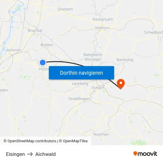 Eisingen to Aichwald map