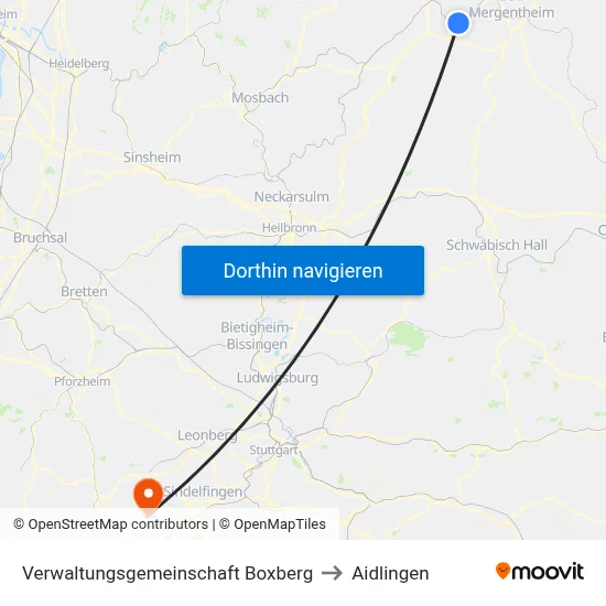 Verwaltungsgemeinschaft Boxberg to Aidlingen map