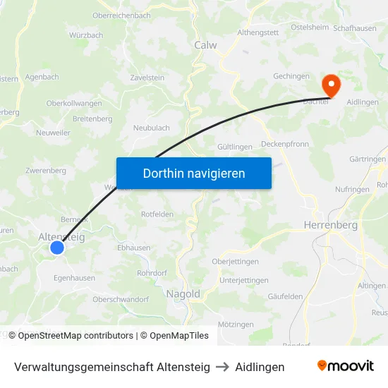 Verwaltungsgemeinschaft Altensteig to Aidlingen map