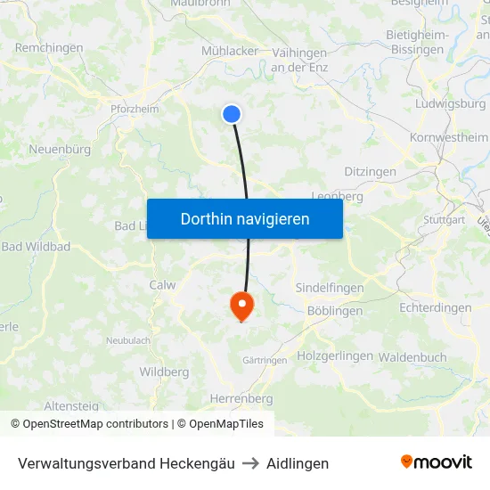 Verwaltungsverband Heckengäu to Aidlingen map