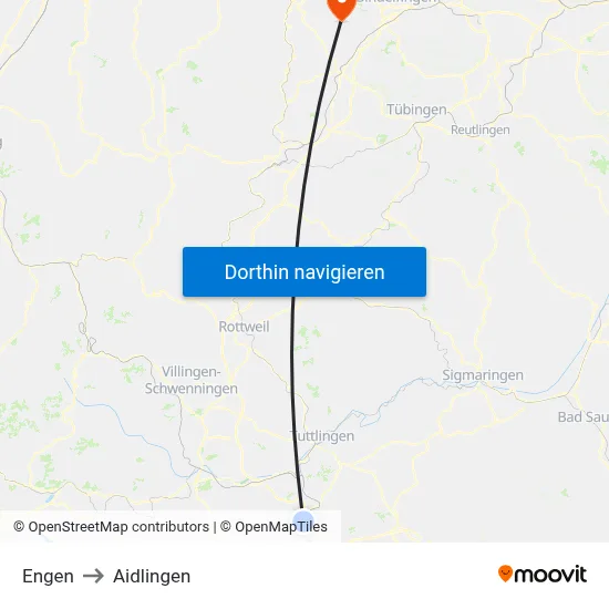 Engen to Aidlingen map