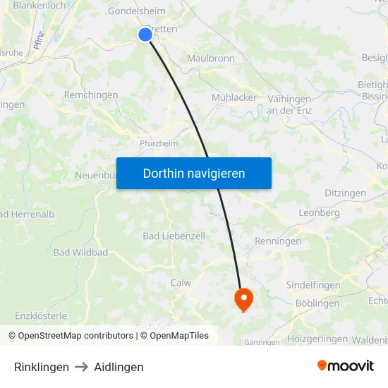 Rinklingen to Aidlingen map