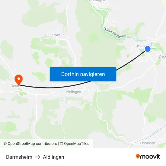 Darmsheim to Aidlingen map