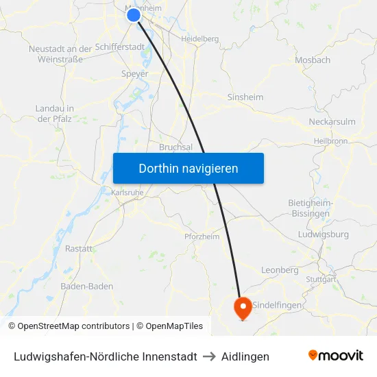 Ludwigshafen-Nördliche Innenstadt to Aidlingen map