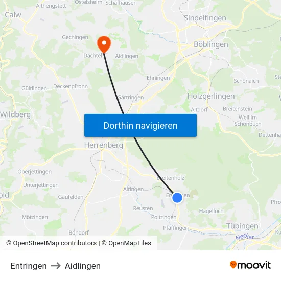 Entringen to Aidlingen map