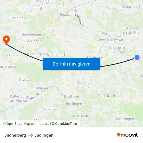 Aichelberg to Aidlingen map
