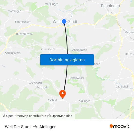 Weil Der Stadt to Aidlingen map