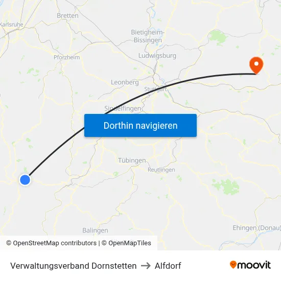 Verwaltungsverband Dornstetten to Alfdorf map