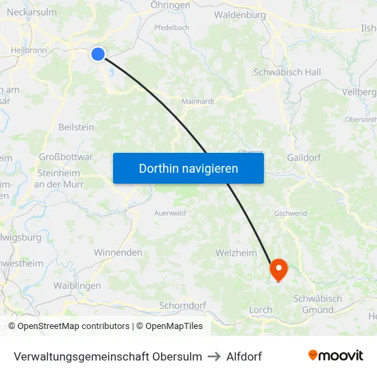 Verwaltungsgemeinschaft Obersulm to Alfdorf map
