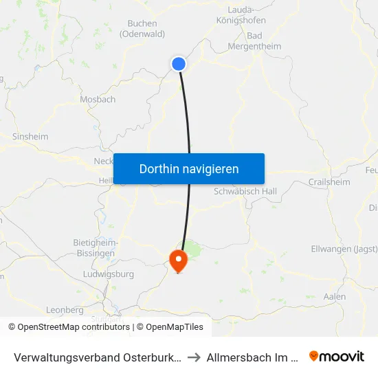 Verwaltungsverband Osterburken to Allmersbach Im Tal map
