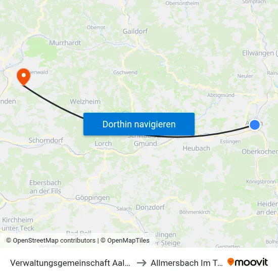 Verwaltungsgemeinschaft Aalen to Allmersbach Im Tal map