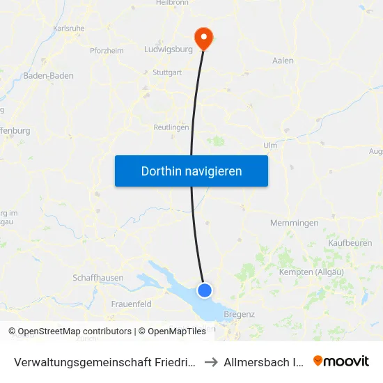 Verwaltungsgemeinschaft Friedrichshafen to Allmersbach Im Tal map