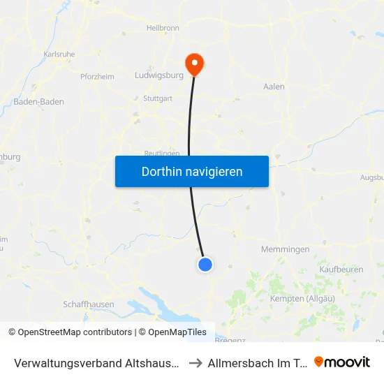 Verwaltungsverband Altshausen to Allmersbach Im Tal map