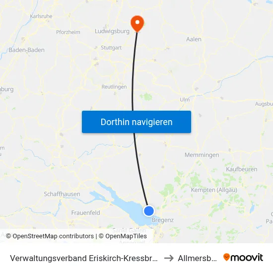 Verwaltungsverband Eriskirch-Kressbronn am Bodensee-Langenargen to Allmersbach Im Tal map