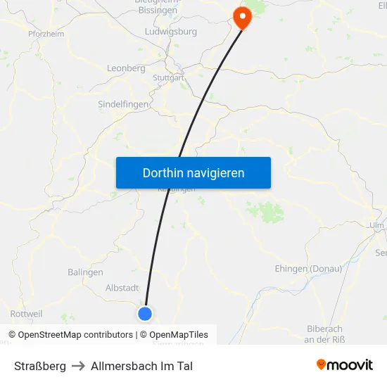 Straßberg to Allmersbach Im Tal map