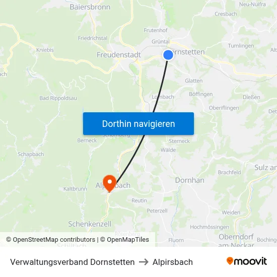 Verwaltungsverband Dornstetten to Alpirsbach map