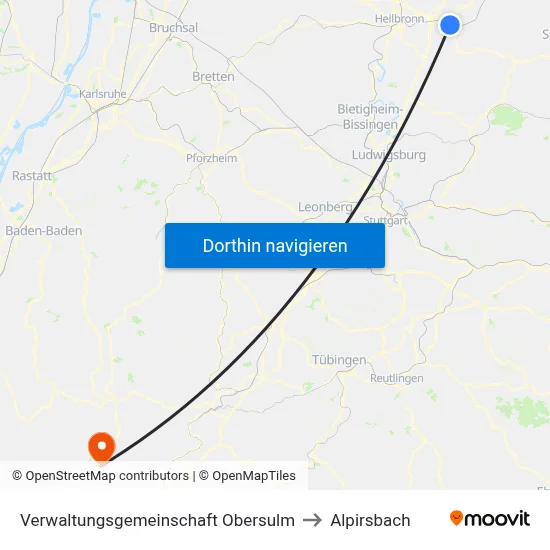 Verwaltungsgemeinschaft Obersulm to Alpirsbach map