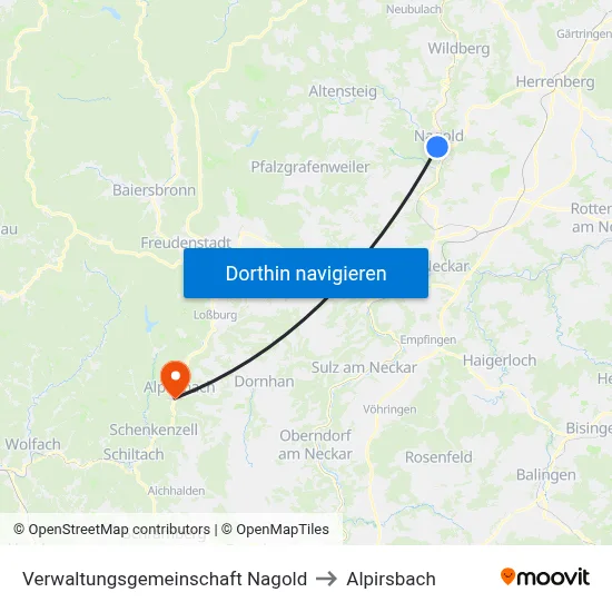 Verwaltungsgemeinschaft Nagold to Alpirsbach map