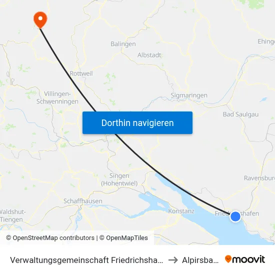 Verwaltungsgemeinschaft Friedrichshafen to Alpirsbach map