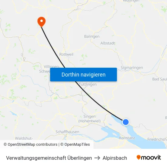 Verwaltungsgemeinschaft Überlingen to Alpirsbach map