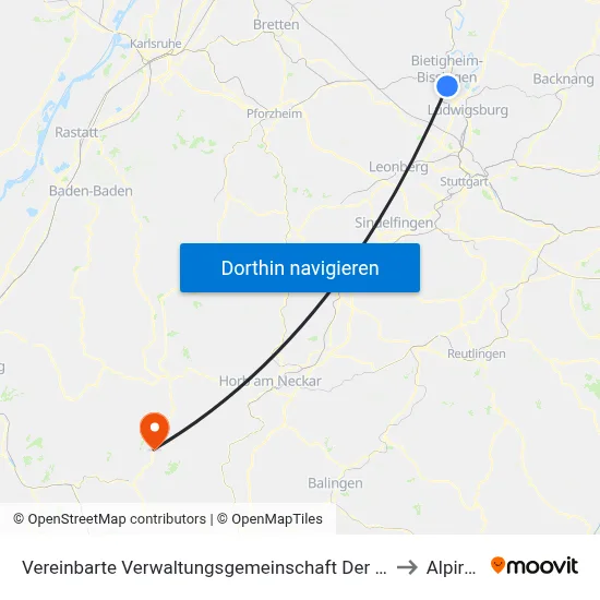 Vereinbarte Verwaltungsgemeinschaft Der Stadt Bietigheim-Bissingen to Alpirsbach map