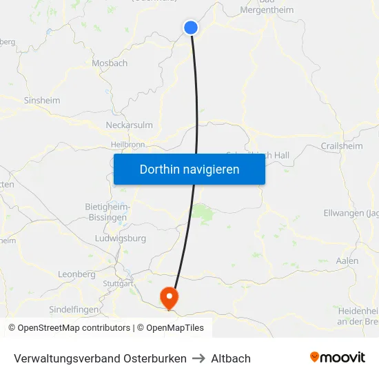 Verwaltungsverband Osterburken to Altbach map