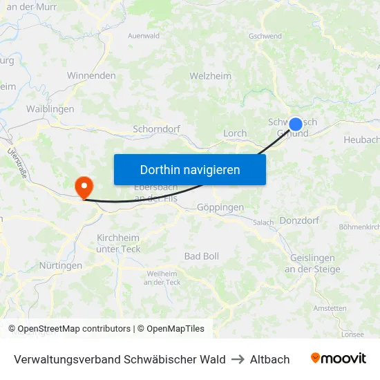 Verwaltungsverband Schwäbischer Wald to Altbach map