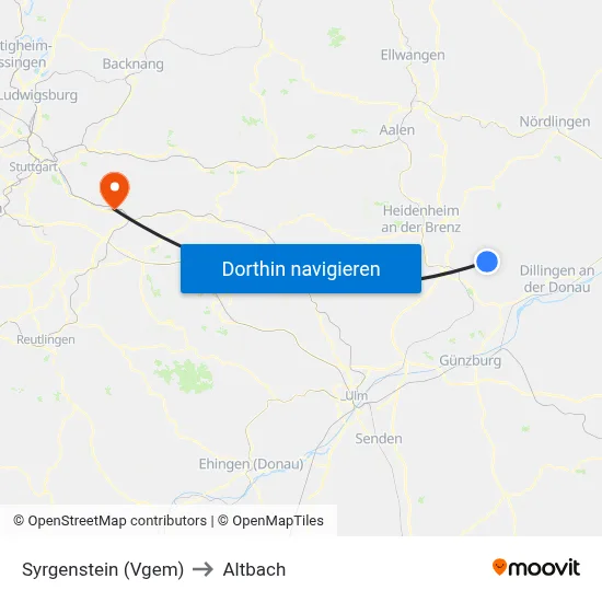 Syrgenstein (Vgem) to Altbach map