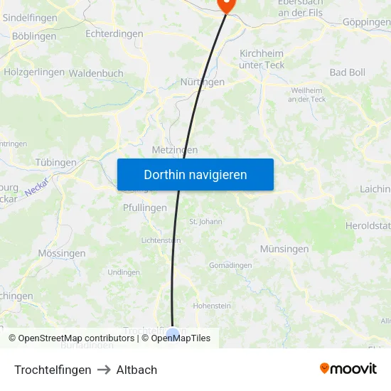 Trochtelfingen to Altbach map