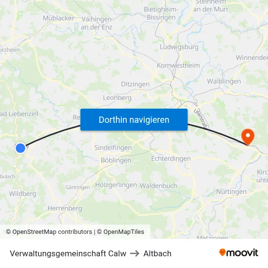 Verwaltungsgemeinschaft Calw to Altbach map